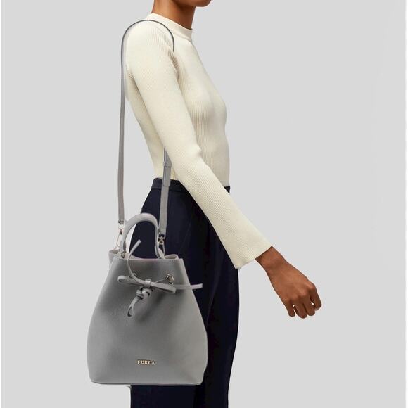 Furla Costanza Drawstring Bucket Bag in Ortenzia ( Barbie Pink) New with tag - Picture 15 of 15